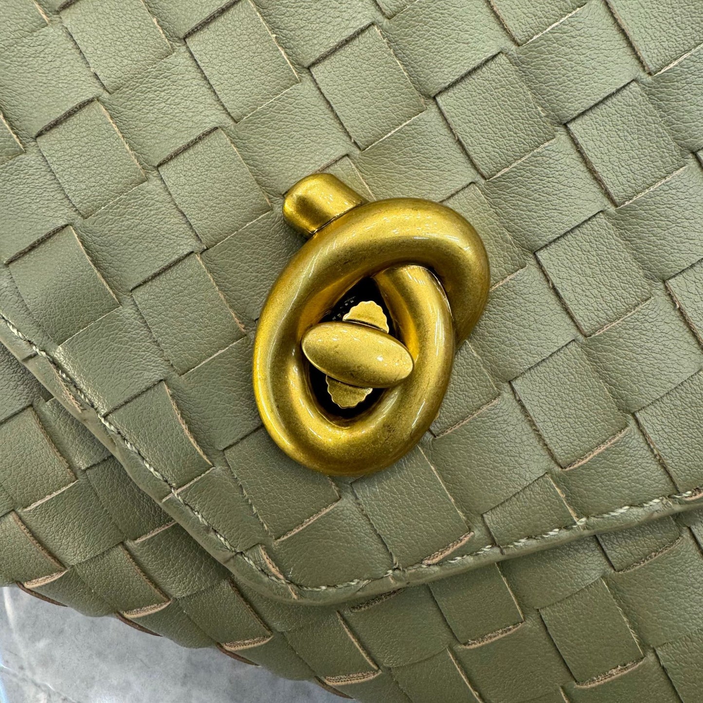 Knot Lock Leather Top Handle Bag
