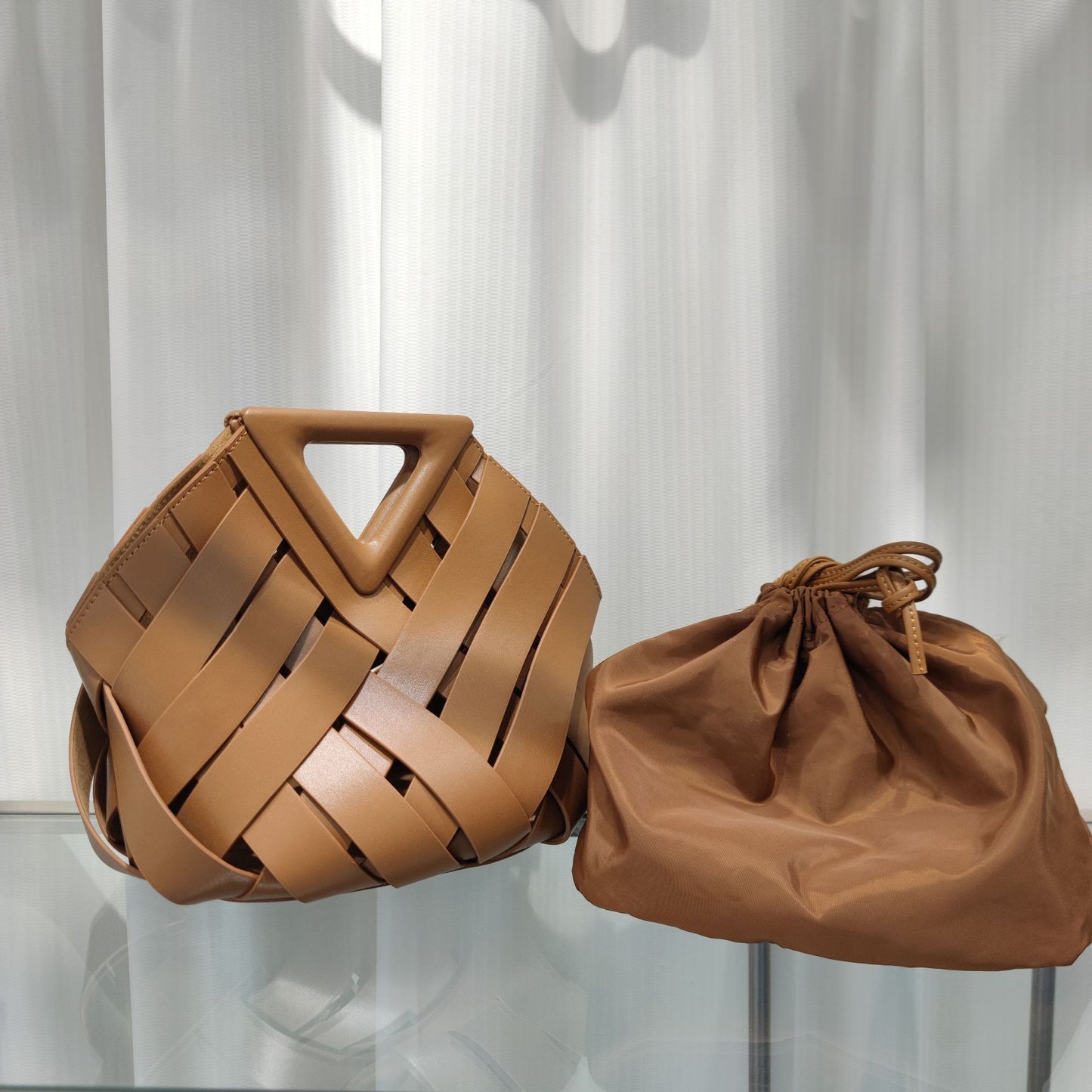 Leather Woven Handbag