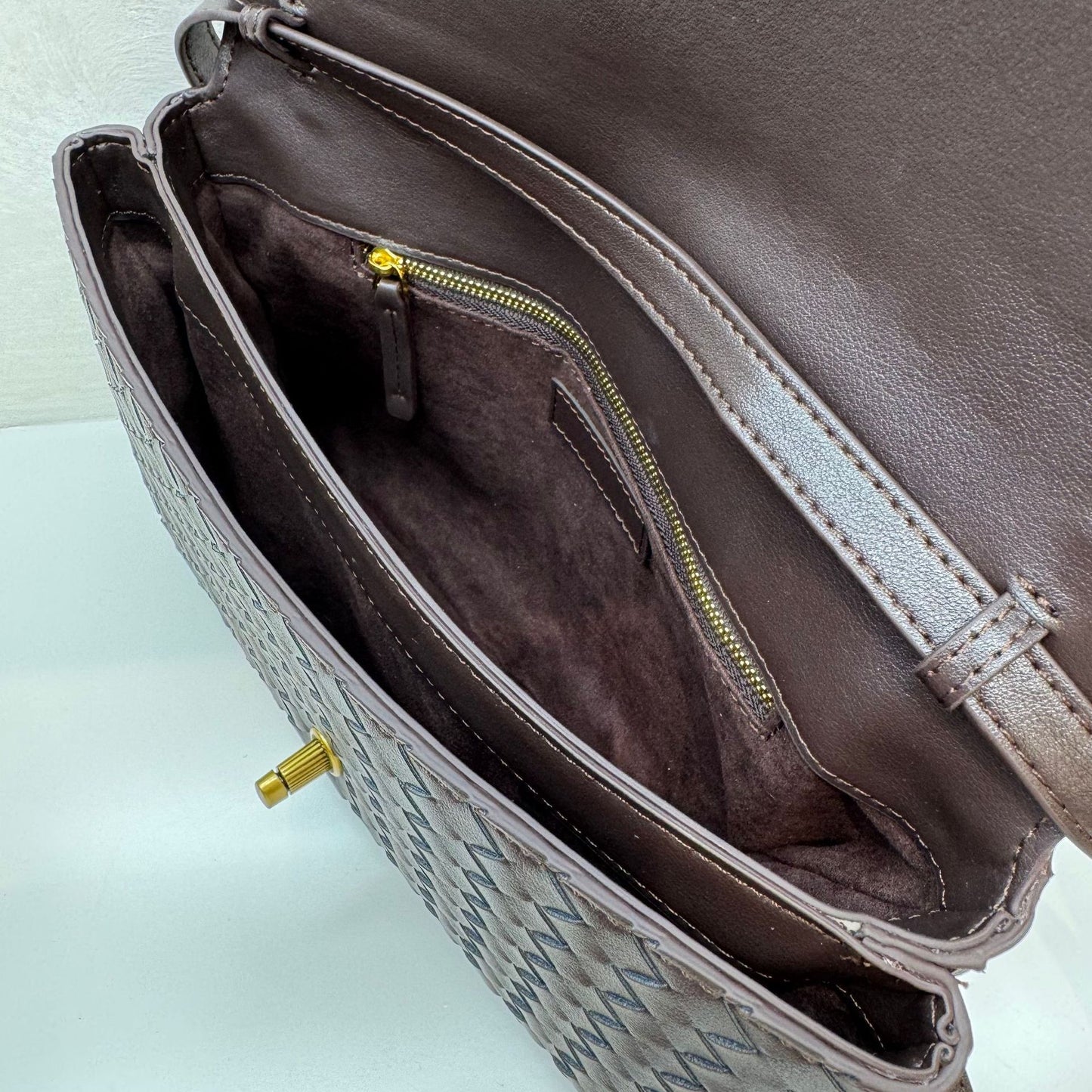 Knot Lock Leather Top Handle Bag