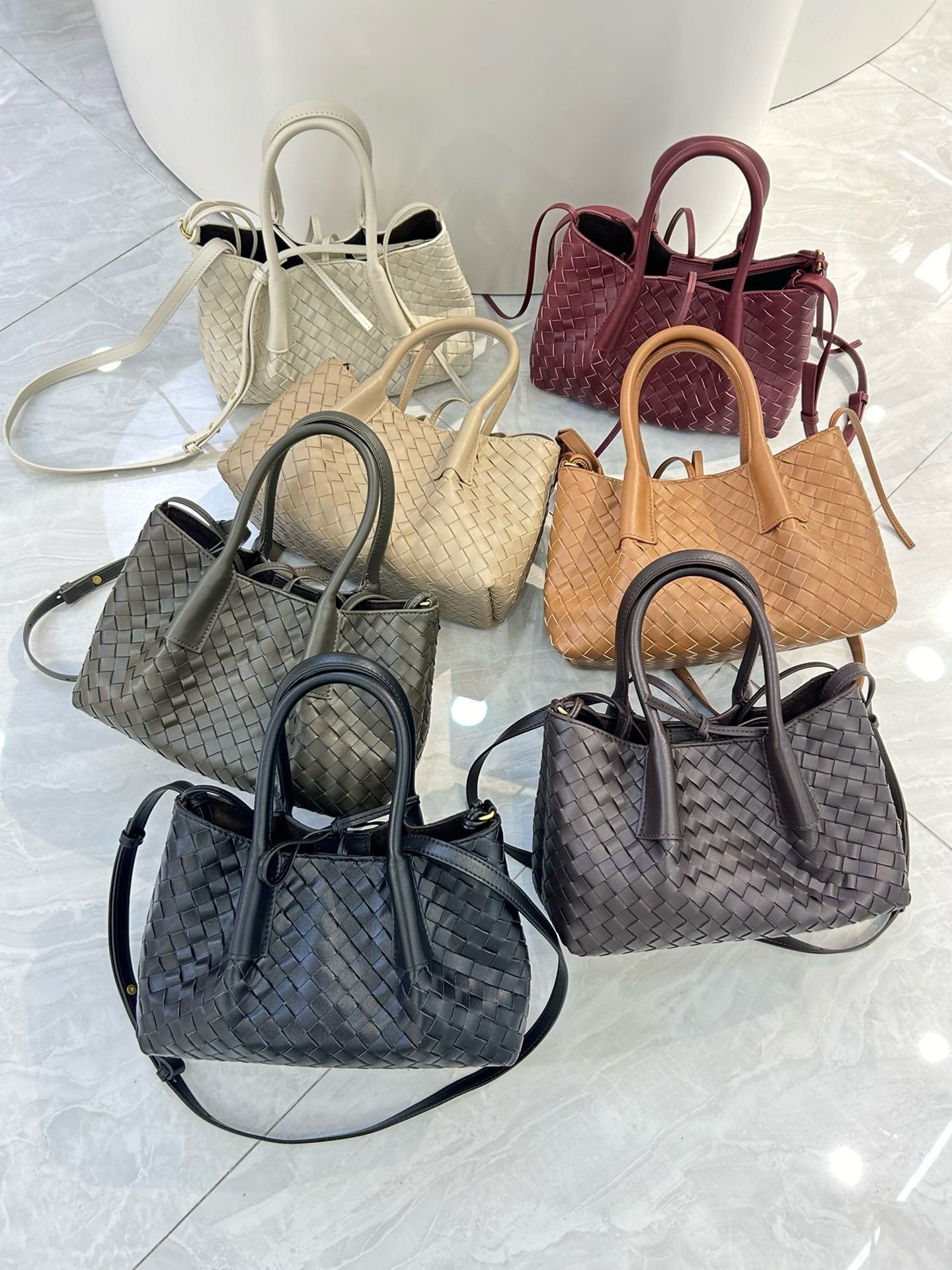 Intrecciato Weave Leather Tote Bag