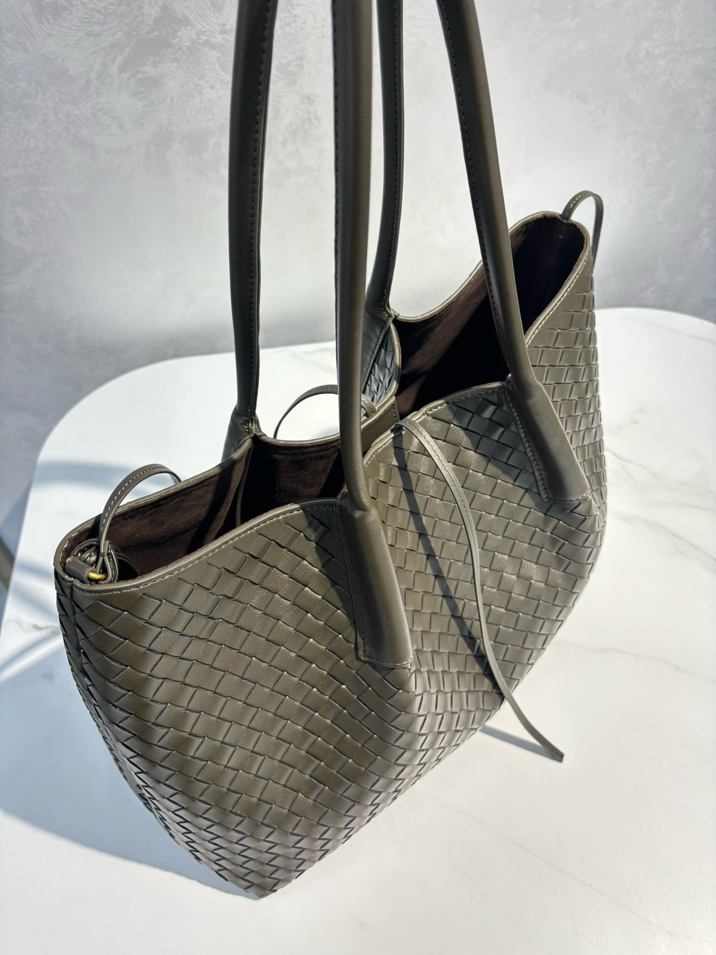 Intrecciato Weave Leather Tote Bag