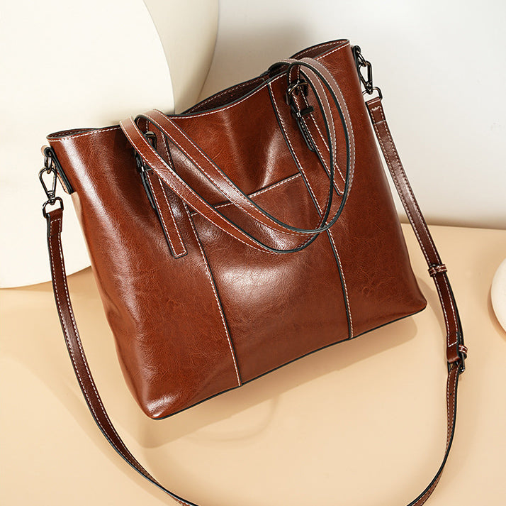 Retro Leather Tote Bag