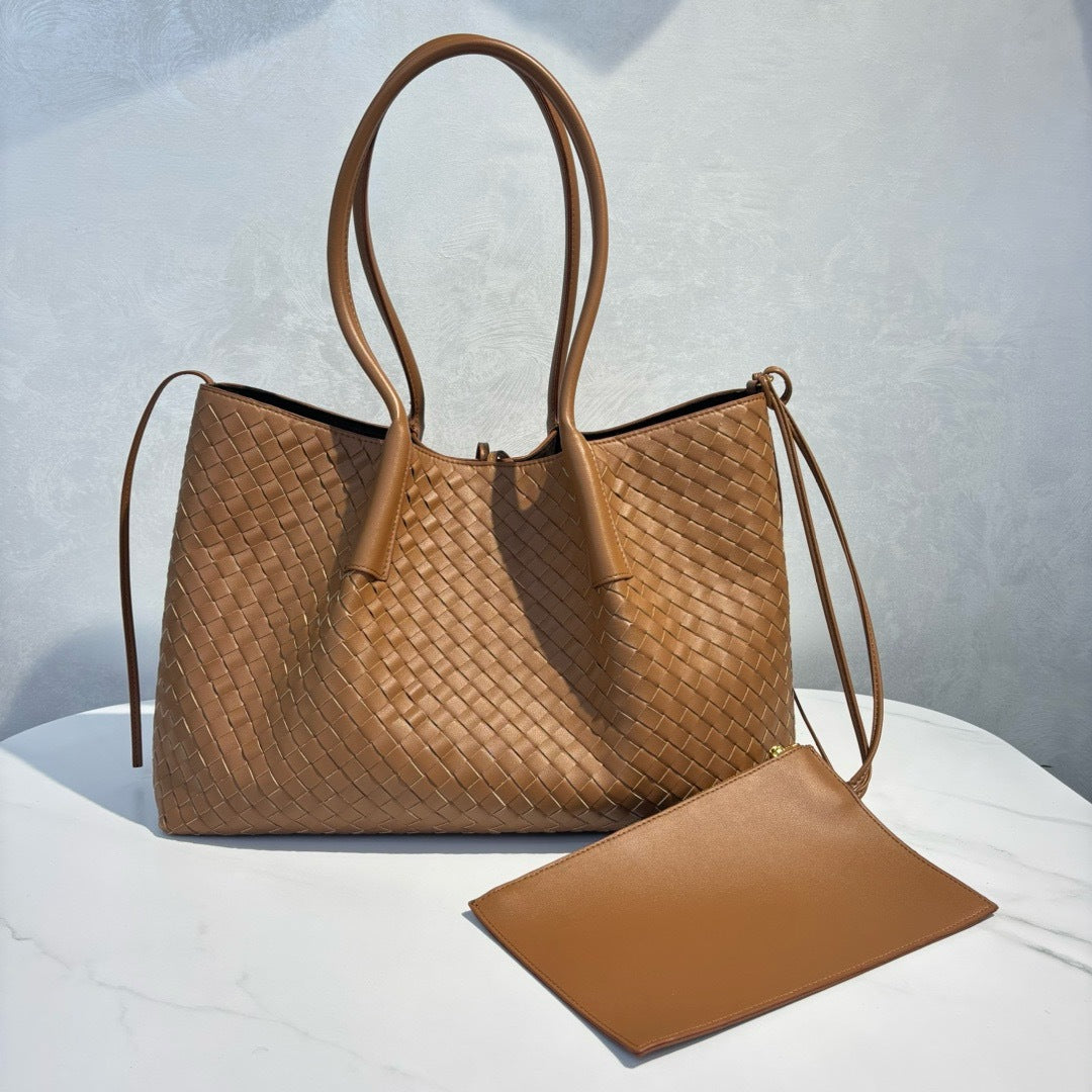 Intrecciato Weave Leather Tote Bag