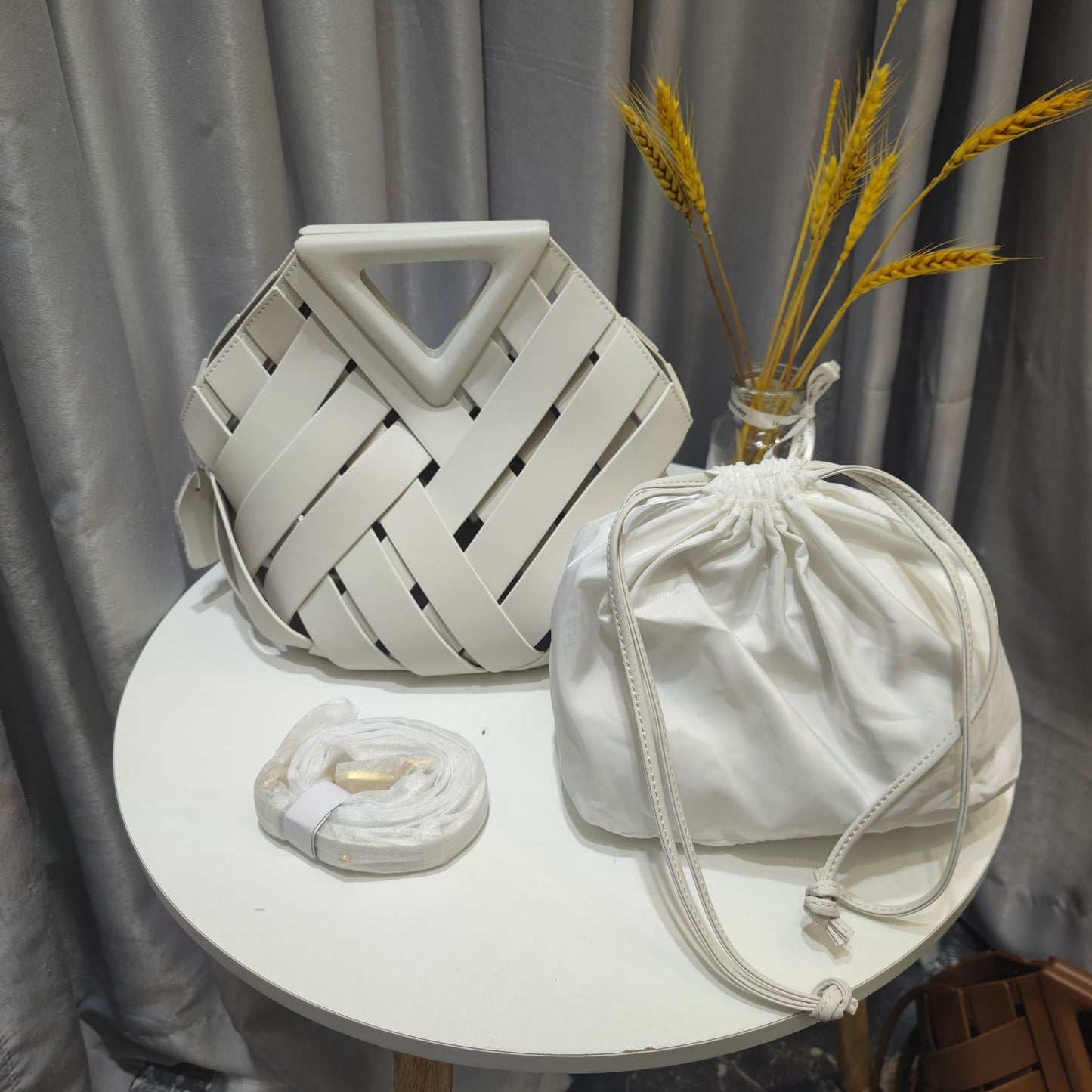 Leather Woven Handbag