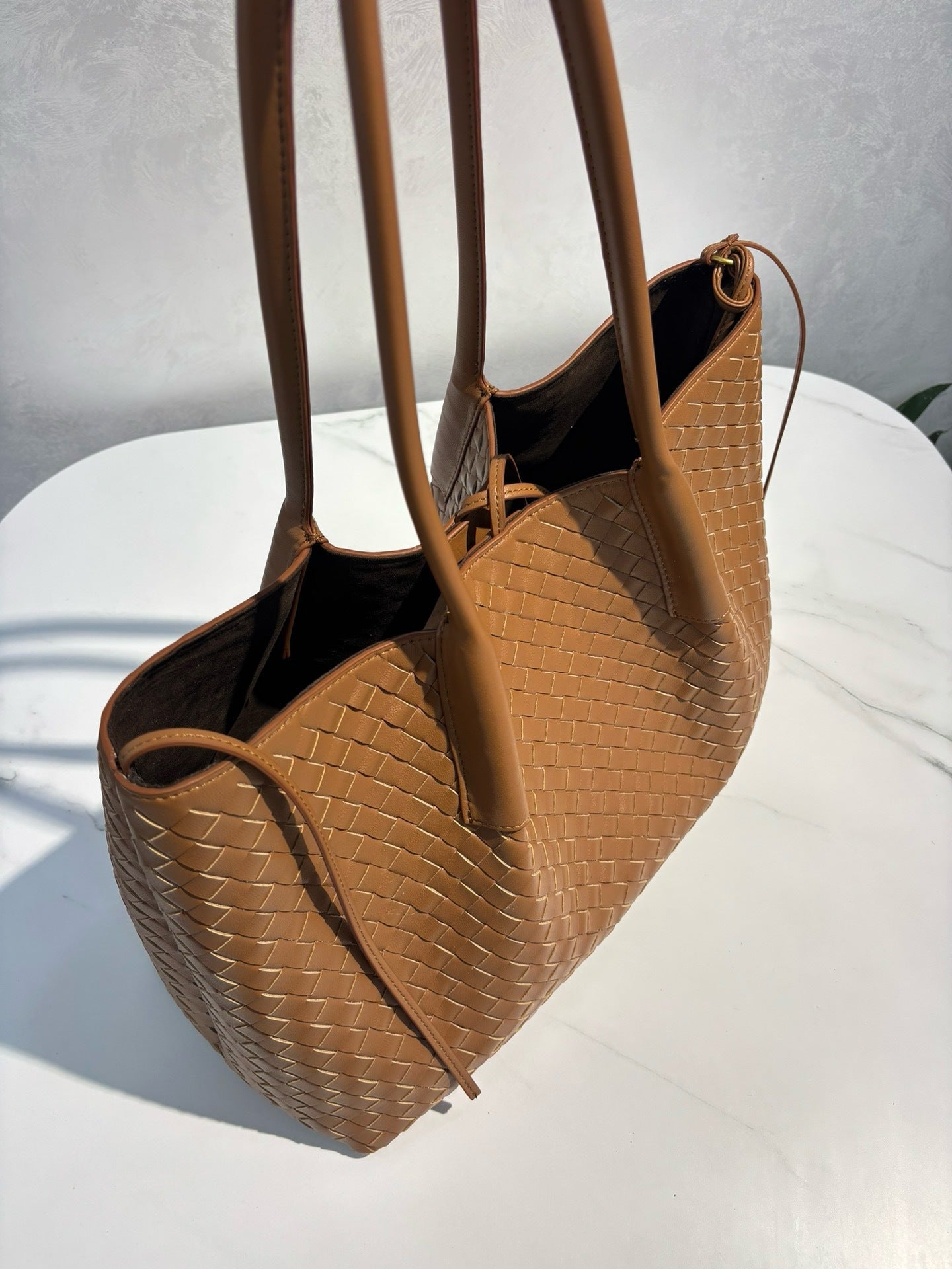 Intrecciato Weave Leather Tote Bag