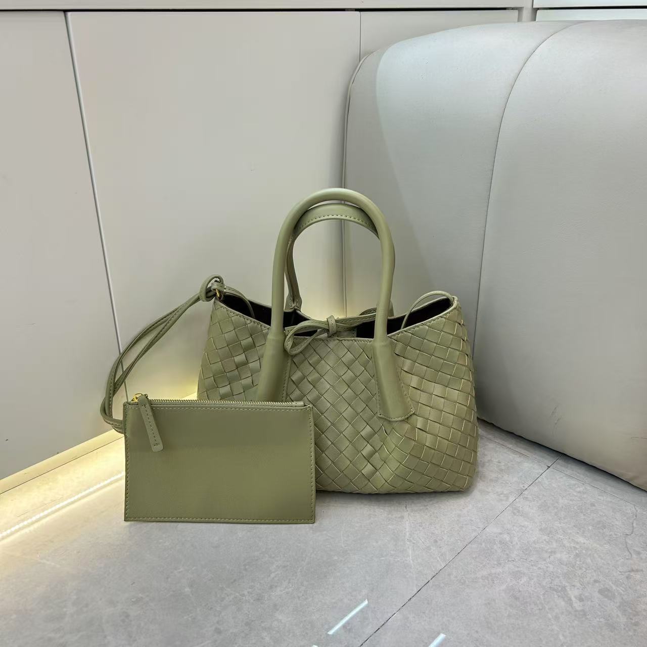 Intrecciato Weave Leather Tote Bag