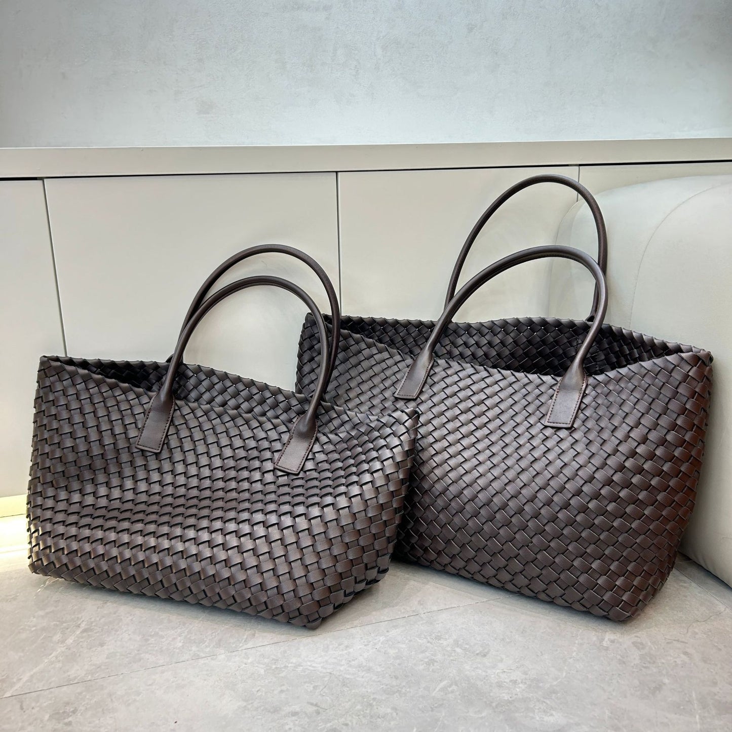 Intrecciato Weave Leather Tote Bag