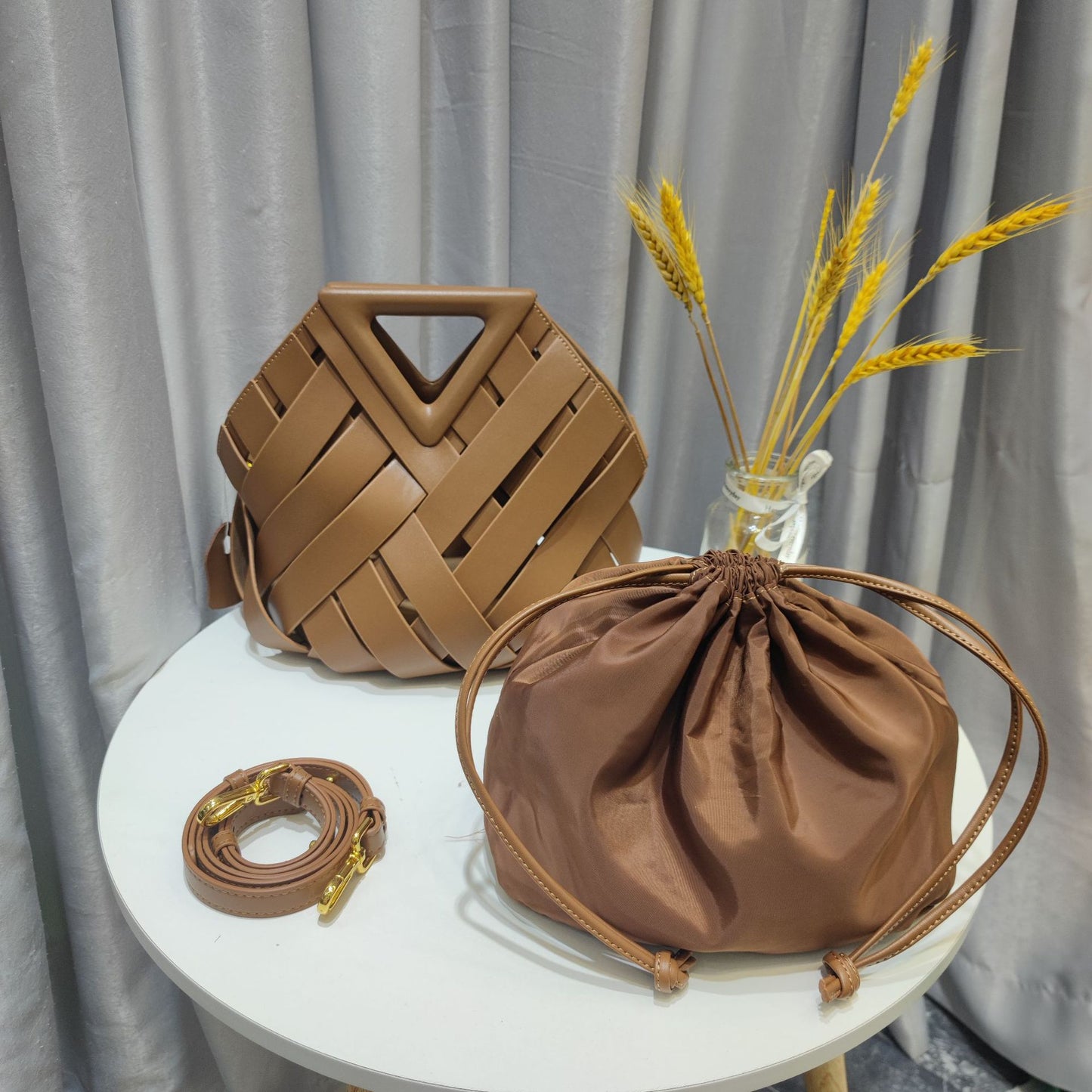 Leather Woven Handbag