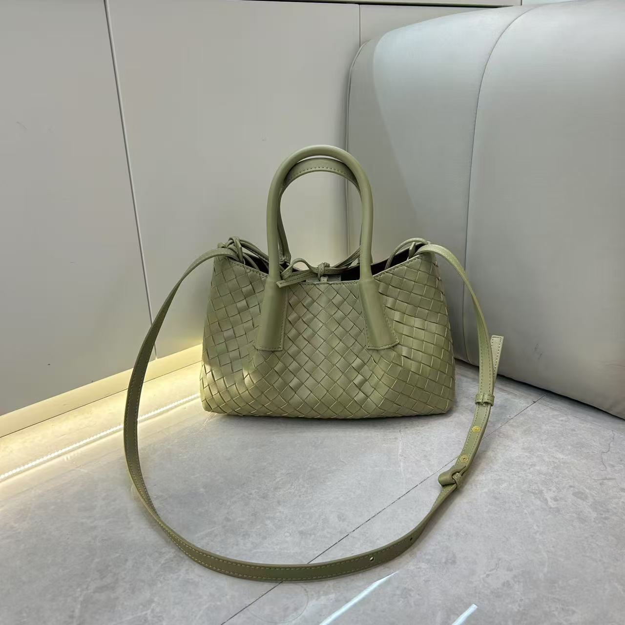 Intrecciato Weave Leather Tote Bag