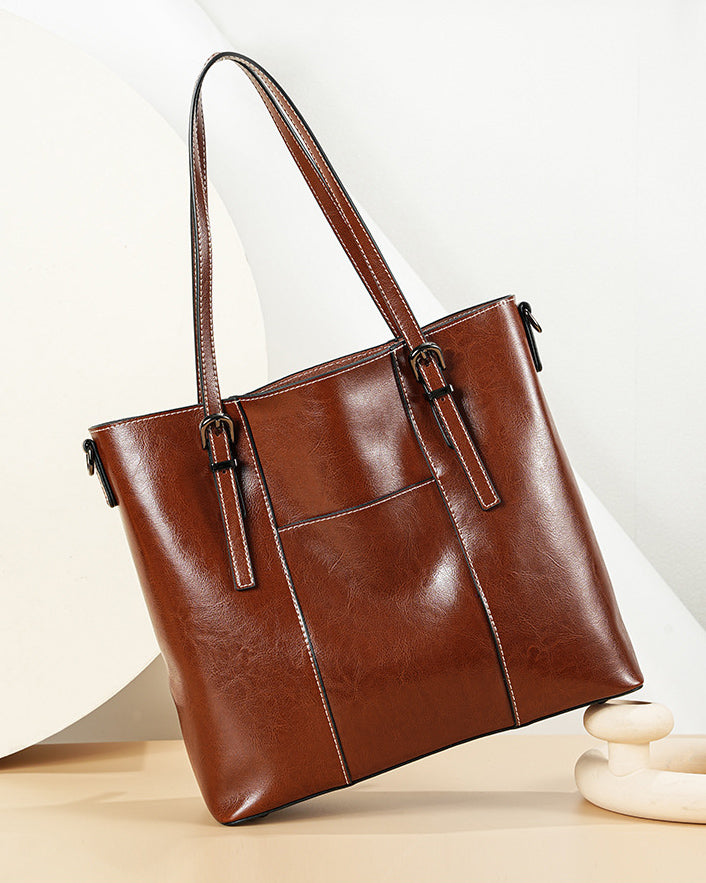 Retro Leather Tote Bag