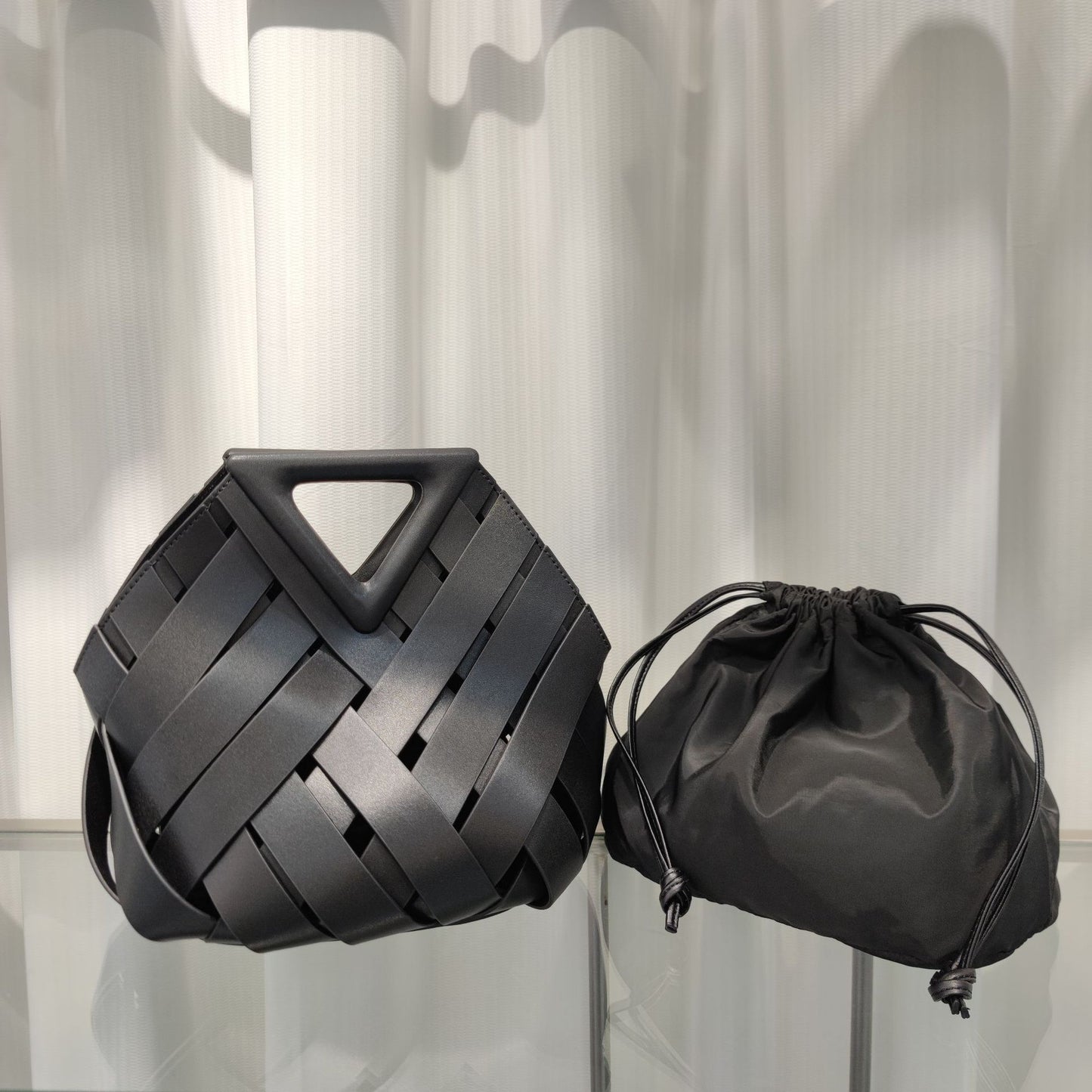 Leather Woven Handbag