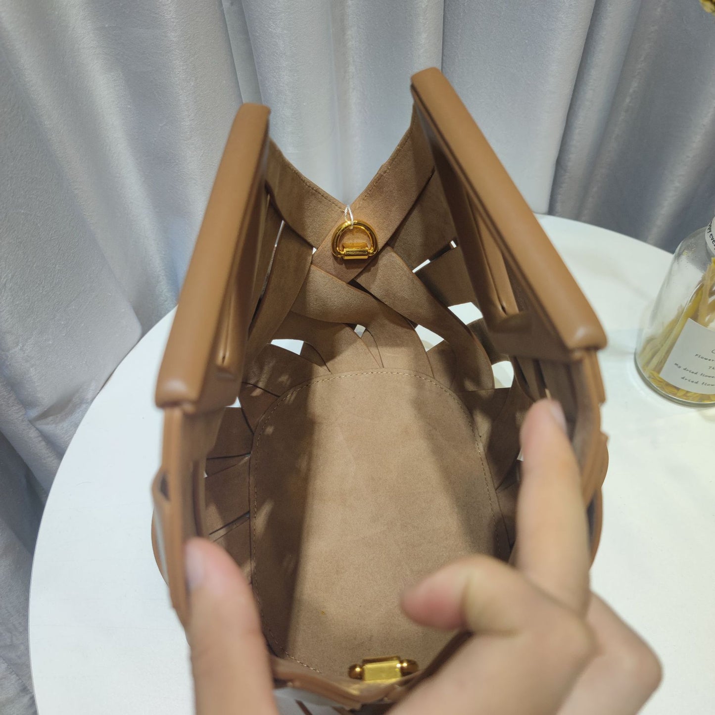 Leather Woven Handbag