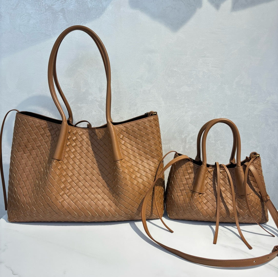 Intrecciato Weave Leather Tote Bag