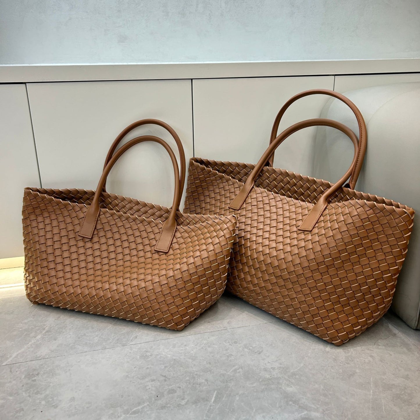 Intrecciato Weave Leather Tote Bag