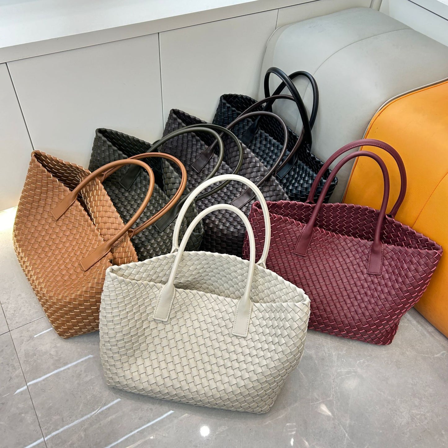 Intrecciato Weave Leather Tote Bag