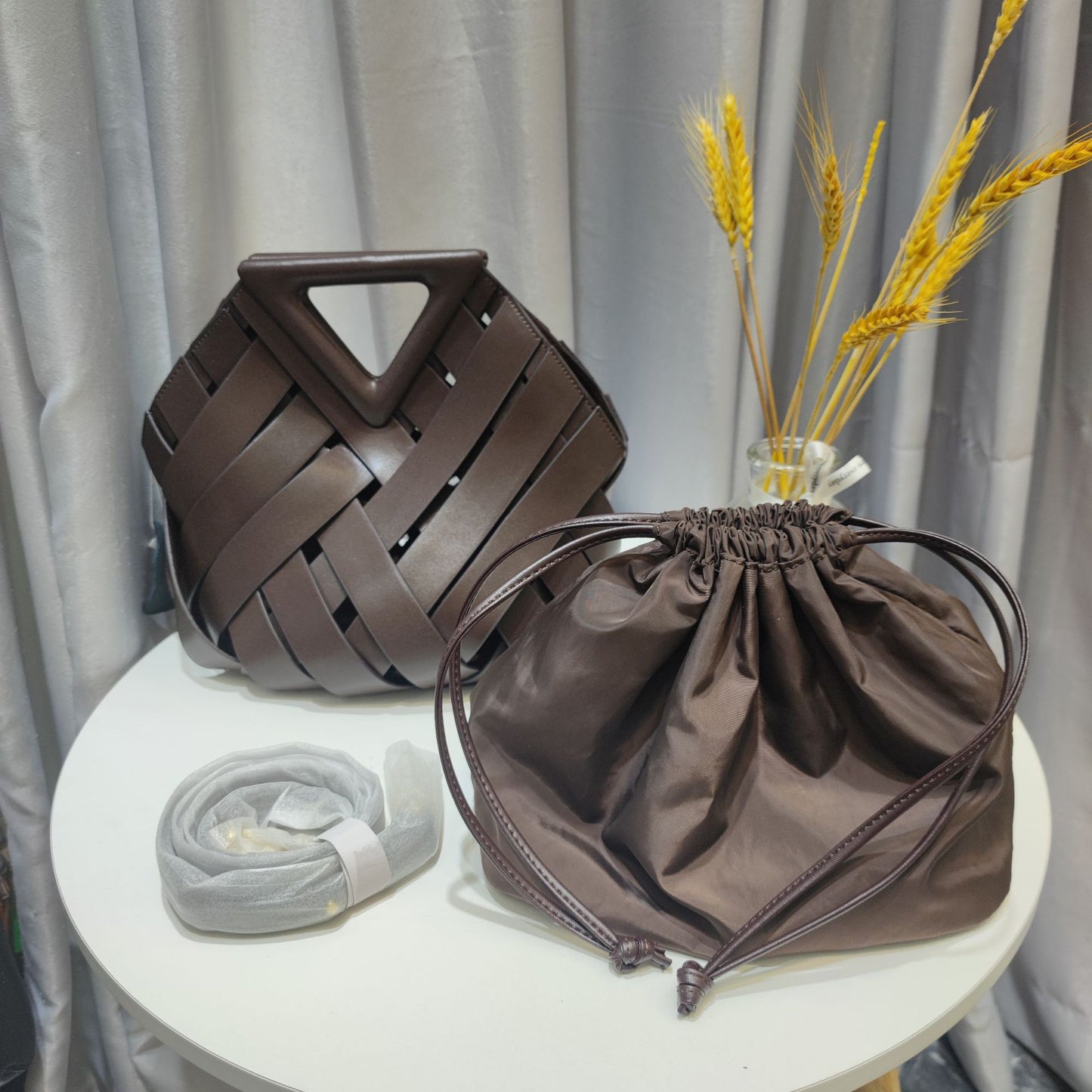 Leather Woven Handbag