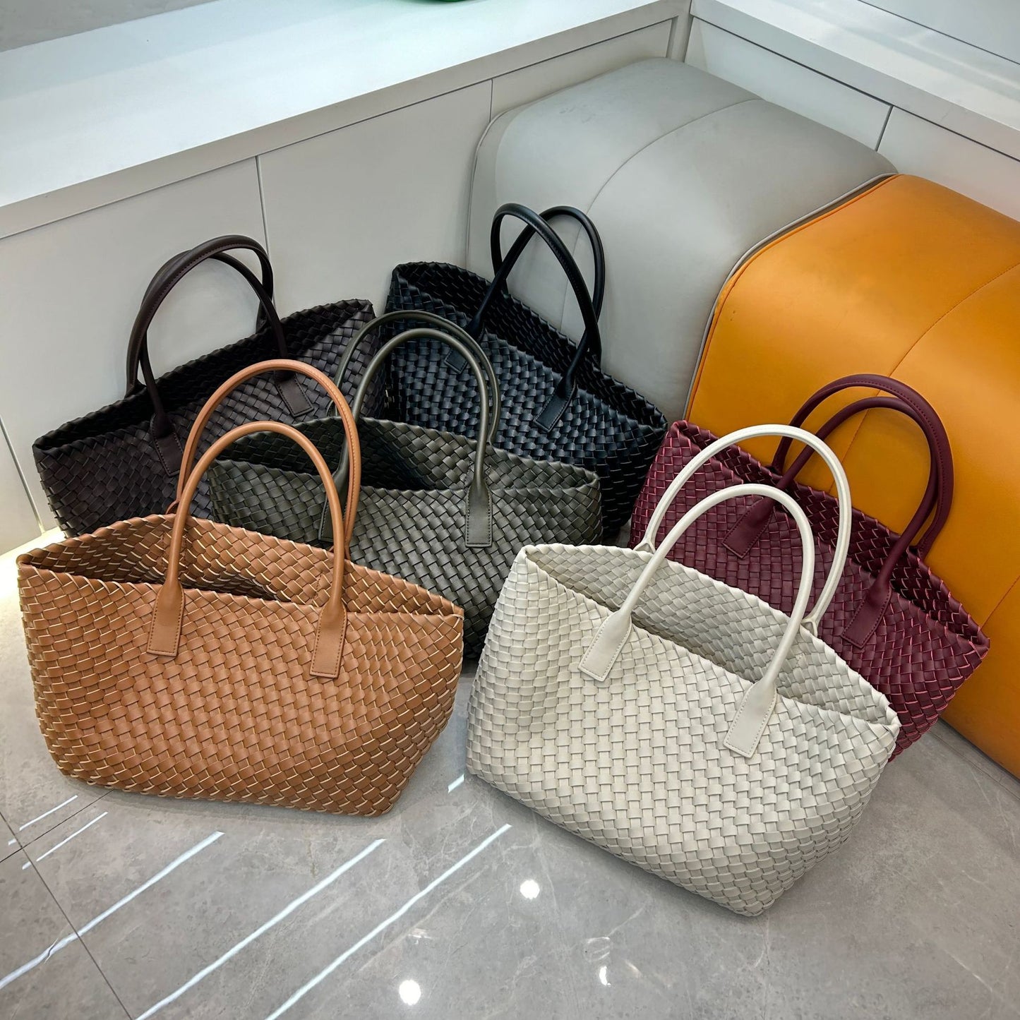 Intrecciato Weave Leather Tote Bag