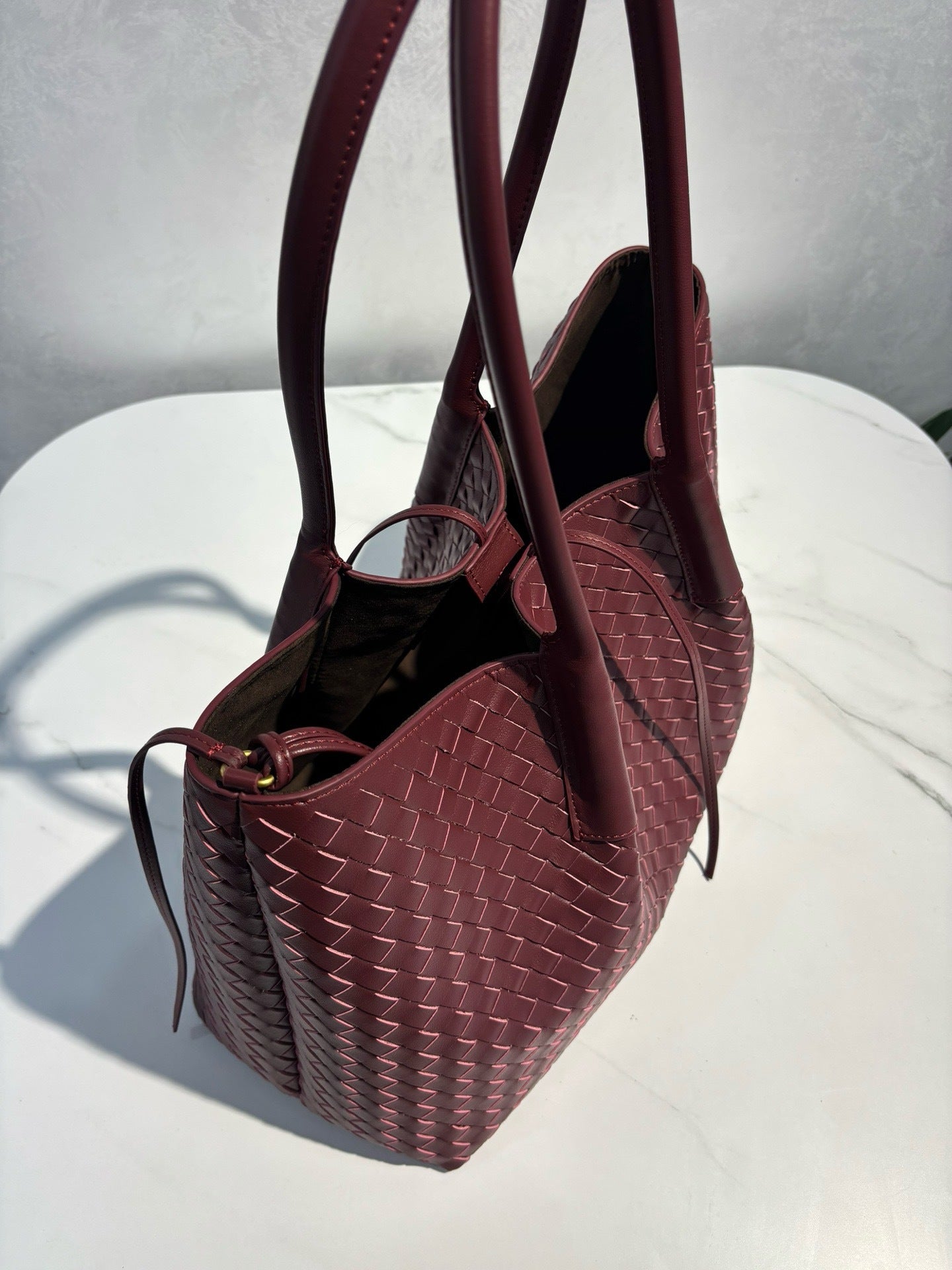 Intrecciato Weave Leather Tote Bag